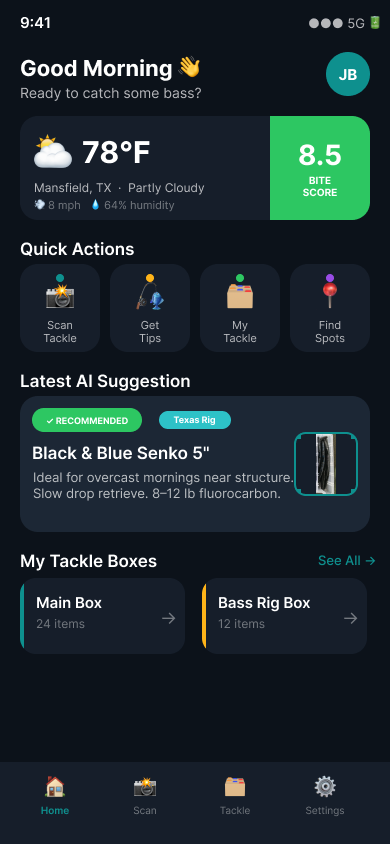 TackleBox Home screen